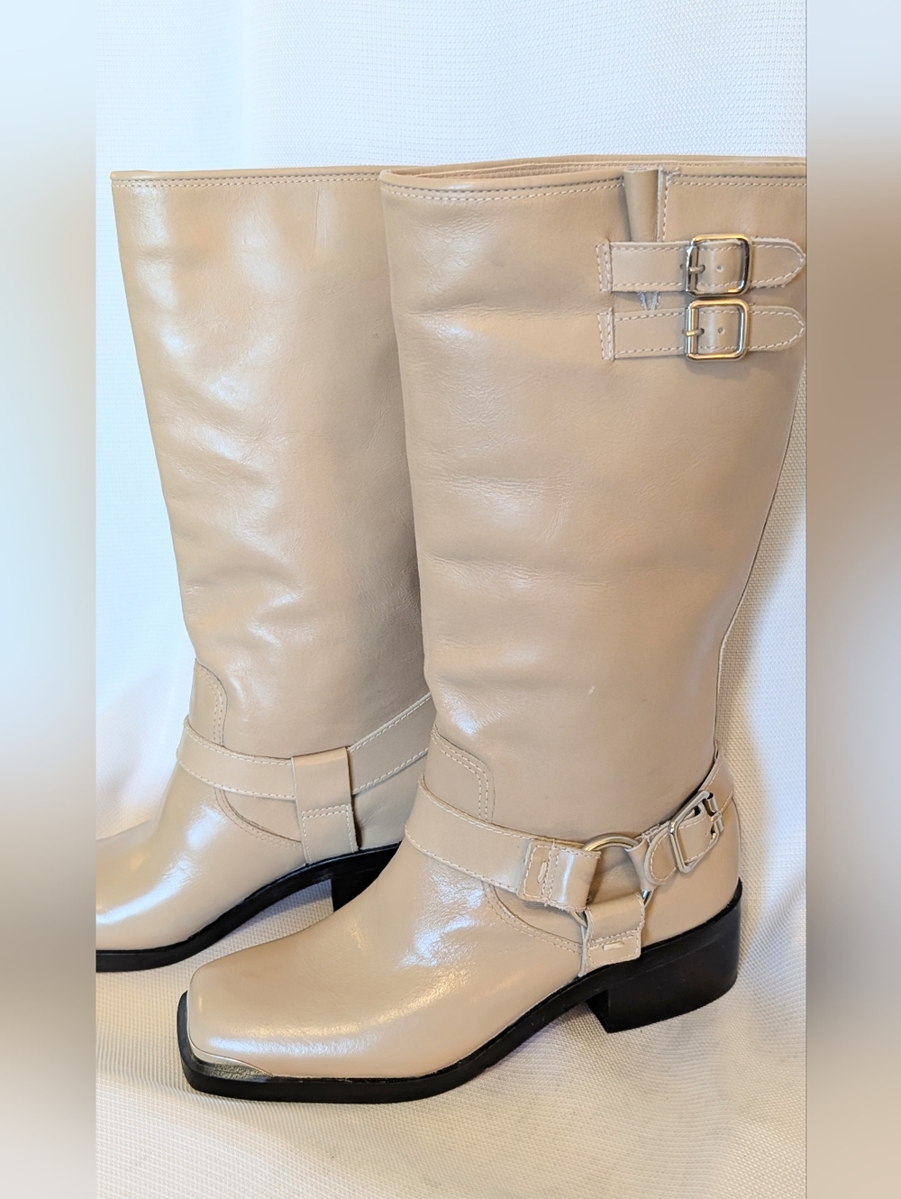 Dolce Vita New Camel Tan Soft Leather Buckle Detail Boots Size 8 Brazil - Picture 2 of 10